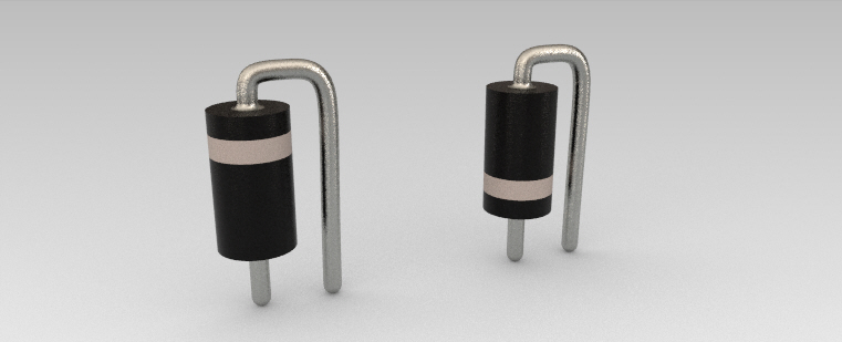 二极管DO-201AD垂直安装印刷电路板